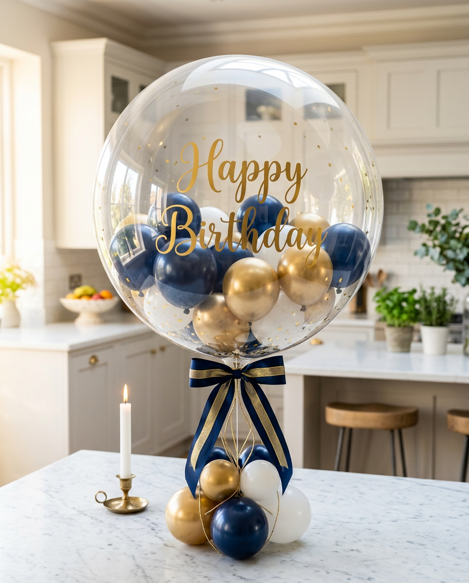 Geburtstags-Ballon „Navy & Gold"